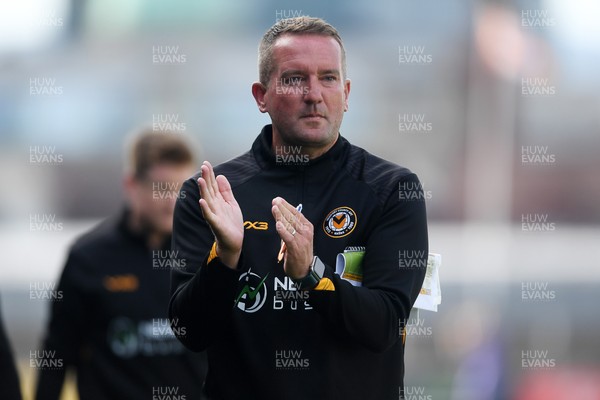 020825 - Newport County v Notts County - Sky Bet League 2 - Newport County Goalkeeper Coach, Lee Kendall applauding fans at full time