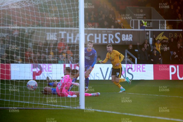 041123 - Newport County v Oldham Athletic - FA Cup First Round - Shane McLouoghlin of Newport County scores a goal