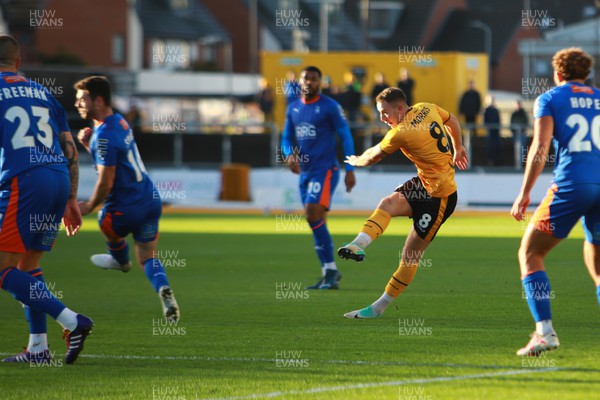 041123 - Newport County v Oldham Athletic - FA Cup First Round - Bryn Morris of Newport County takes a shot at goal