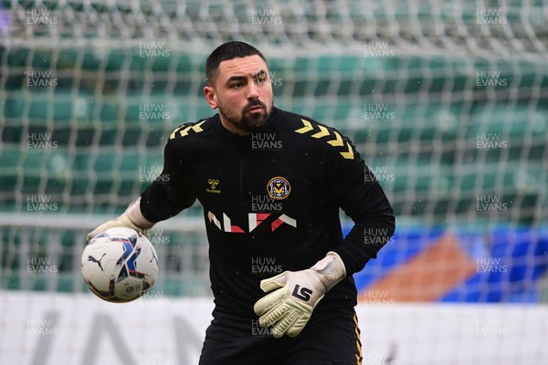 120222 - Newport County v Oldham Athletic - Sky Bet League 2 - Nick Townsend of Newport County during the pre-match warm-up 
