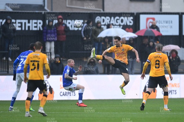 120222 - Newport County v Oldham Athletic - Sky Bet League 2 - Josh Pask of Newport County in action 