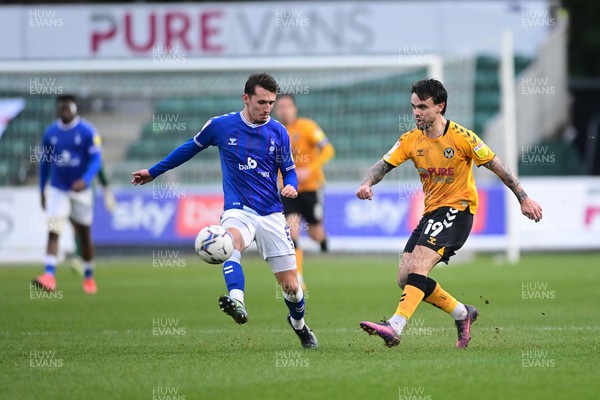 120222 - Newport County v Oldham Athletic - Sky Bet League 2 - Dom Telford of Newport County in action 