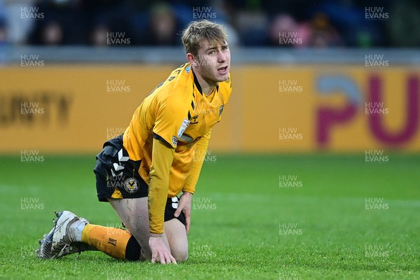 120222 - Newport County v Oldham Athletic - Sky Bet League 2 - Oli Cooper of Newport County looks dejected 