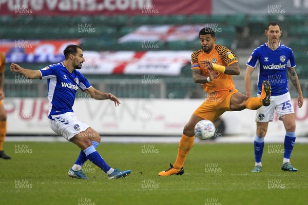 231119 - Newport County v Oldham Athletic, Sky Bet League 2 - Joss Labadie of Newport County attempts to block an Oldham Athletic shot