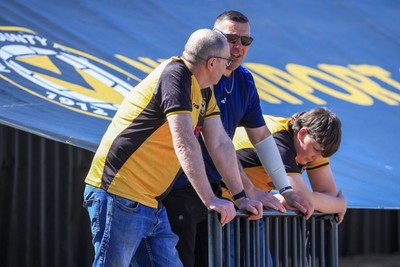 250426 - Newport County v Oldham Athletic - Sky Bet League 2 - Newport County fans before today’s game