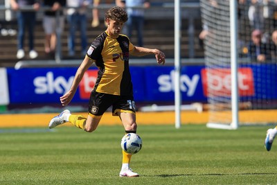 250426 - Newport County v Oldham Athletic - Sky Bet League 2 - Harrison Biggins of Newport County