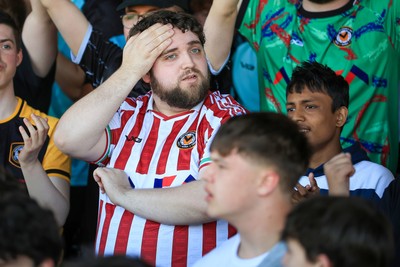 250426 - Newport County v Oldham Athletic - Sky Bet League 2 - Newport County fans relief at full time