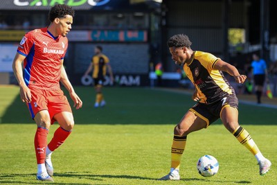 250426 - Newport County v Oldham Athletic - Sky Bet League 2 - Bobby Kamwa of Newport County