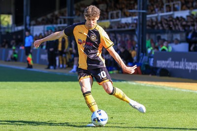 250426 - Newport County v Oldham Athletic - Sky Bet League 2 - Harrison Biggins of Newport County