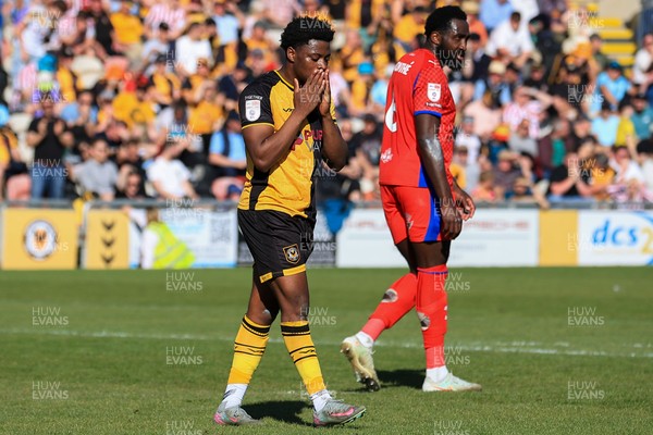 250426 - Newport County v Oldham Athletic - Sky Bet League 2 - Bobby Kamwa of Newport County
