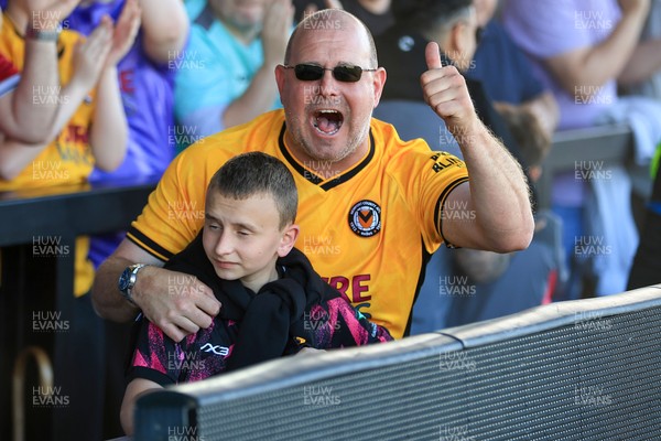 250426 - Newport County v Oldham Athletic - Sky Bet League 2 - Newport Fans celebrate 