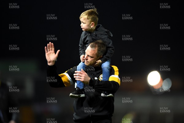 300419 - Newport County v Oldham Athletic - SkyBet League 2 - Newport County Manager Michale Flynn at the end of the game