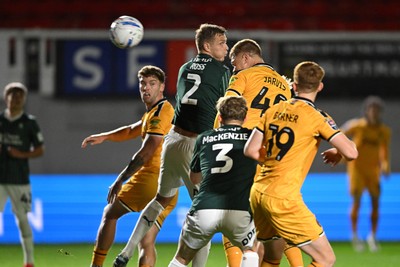 061026 - Newport County v Plymouth Argyle - EFL Trophy - Cole Jarvis of Newport County heads on goal