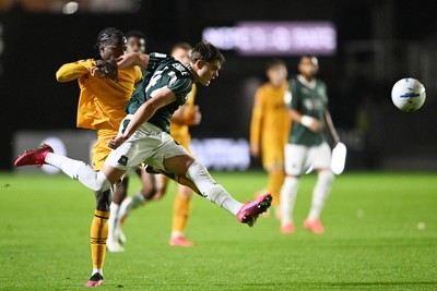 061026 - Newport County v Plymouth Argyle - EFL Trophy - Yahya Bamba of Newport County is challenged by Jared Rendle of Plymouth