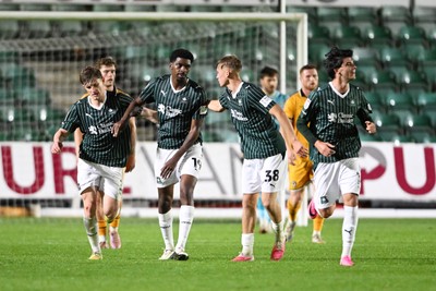 061026 - Newport County v Plymouth Argyle - EFL Trophy - Tyreeq Bakinson of Plymouth scores a late goal to equalise the game