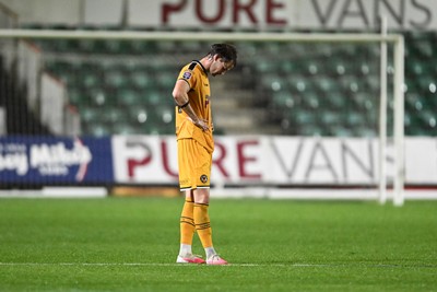 061026 - Newport County v Plymouth Argyle - EFL Trophy - Dejected Daniel Sassi of Newport County