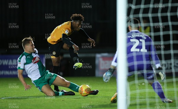 131118 - Newport County v Plymouth Argyle, EFL Checkatrade Trophy - Antoine Semenyo of Newport County looks on as his shot goes wide of the goal