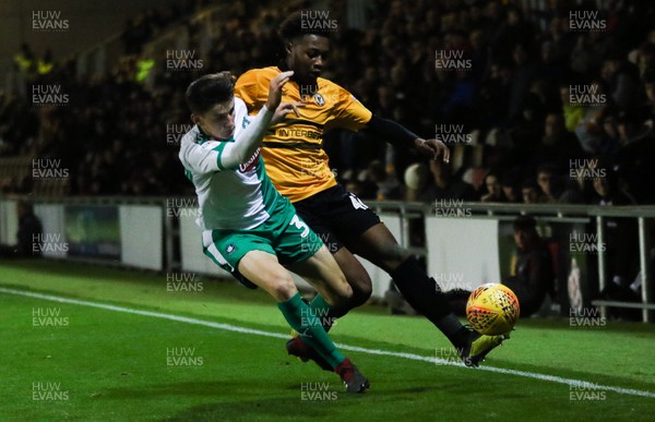 131118 - Newport County v Plymouth Argyle, EFL Checkatrade Trophy - Antoine Semenyo of Newport County and Michael Peck of Plymouth Argyle compete for the ball