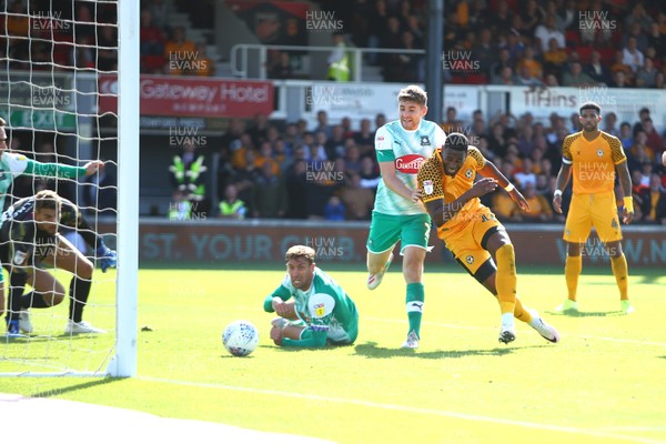 170819 Newport County vs Plymouth Argyle - Sky Bet League 2 - Jamille Matt of Newport County sees his shot deflected for a corner