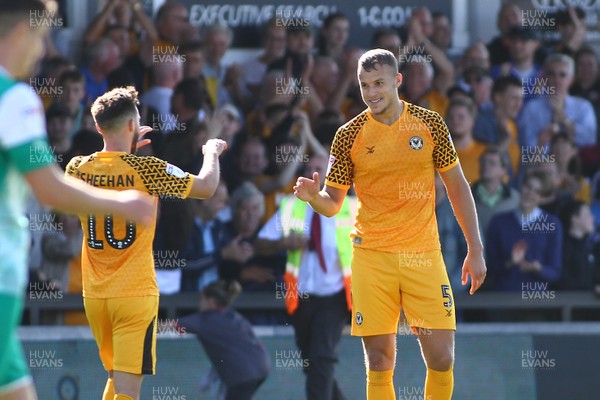 170819 Newport County vs Plymouth Argyle - Sky Bet League 2 - Match winner for Newport County Kyle Howkins celebrates at the final whistle
