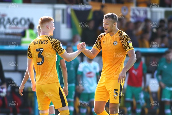 170819 Newport County vs Plymouth Argyle - Sky Bet League 2 - Match winner for Newport County Kyle Howkins celebrates at the final whistle