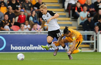 070919 - Newport County v Port Vale, SkyBet League 2 - Daniel Leadbitter of Newport County is brought down by Nathan Smith of Port Vale
