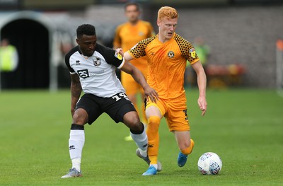 070919 - Newport County v Port Vale, SkyBet League 2 - Ryan Haynes of Newport County is challenged by David Amoo of Port Vale