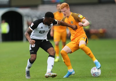 070919 - Newport County v Port Vale, SkyBet League 2 - Ryan Haynes of Newport County is challenged by David Amoo of Port Vale