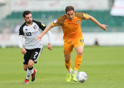070919 - Newport County v Port Vale, SkyBet League 2 - Matty Dolan of Newport County gets away from David Worrall of Port Vale