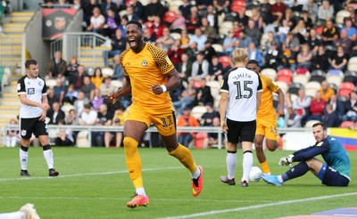 070919 - Newport County v Port Vale, SkyBet League 2 - Jamille Matt of Newport County celebrates after scoring goal