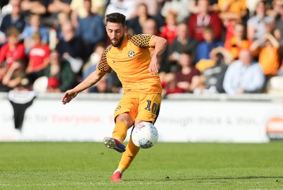 070919 - Newport County v Port Vale, SkyBet League 2 - Josh Sheehan of Newport County takes free kick