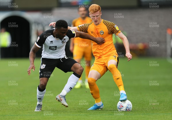 070919 - Newport County v Port Vale, SkyBet League 2 - Ryan Haynes of Newport County is challenged by David Amoo of Port Vale