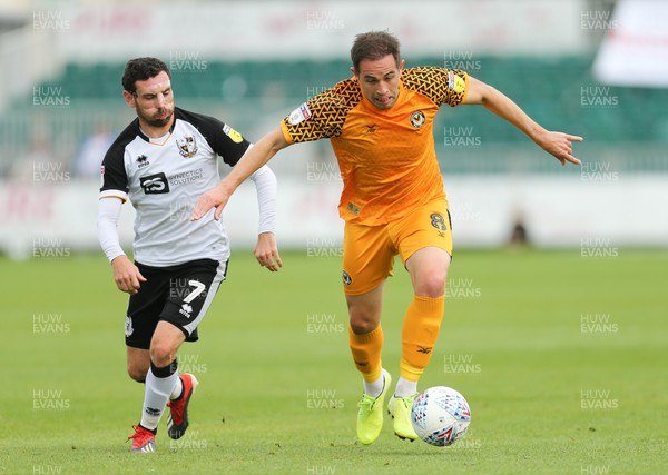 070919 - Newport County v Port Vale, SkyBet League 2 - Matty Dolan of Newport County gets away from David Worrall of Port Vale
