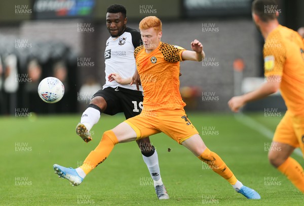 070919 - Newport County v Port Vale, SkyBet League 2 - Ryan Haynes of Newport County plays the ball as David Amoo of Port Vale challenges