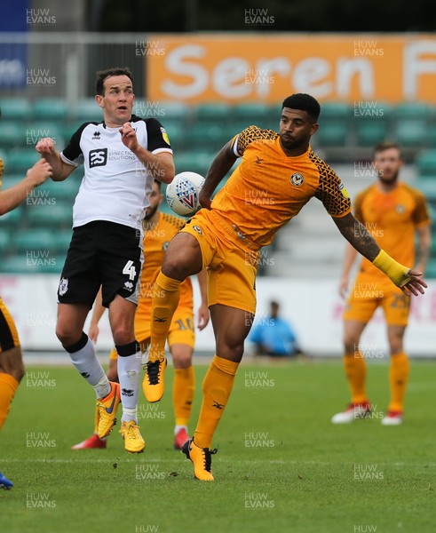 070919 - Newport County v Port Vale, SkyBet League 2 - Joss Labadie of Newport County and Luke Joyce of Port Vale compete for the ball