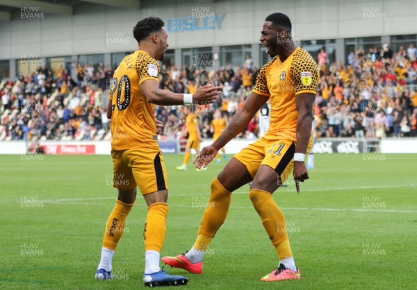 070919 - Newport County v Port Vale, SkyBet League 2 - Jamille Matt of Newport County celebrates with Corey Whiteley of Newport County after scoring goal