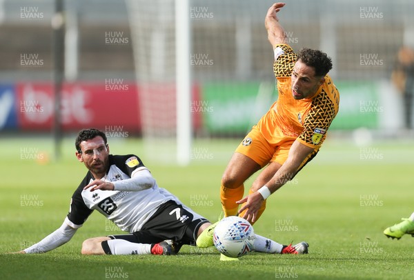 070919 - Newport County v Port Vale, SkyBet League 2 - Robbie Willmott of Newport County and David Worrall of Port Vale compete for the ball