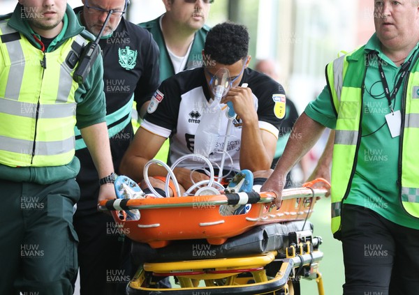 070919 - Newport County v Port Vale, SkyBet League 2 - Jordan Archer of Port Vale is stretchered off at the end of the match