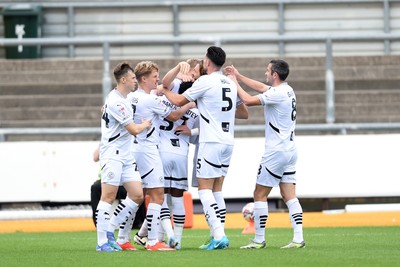 070924 - Newport County v Port Vale - Sky Bet League 2 - Jayden Stockley of Port Vale celebrates with team mates after he scores the first goal of the game