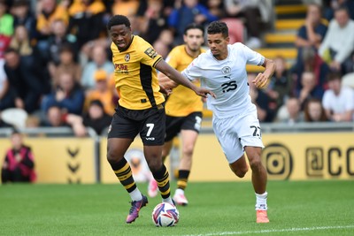 070924 - Newport County v Port Vale - Sky Bet League 2 - Bobby Kamwa of Newport County has a shot at goal