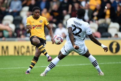 070924 - Newport County v Port Vale - Sky Bet League 2 - Bobby Kamwa of Newport County has a shot at goal