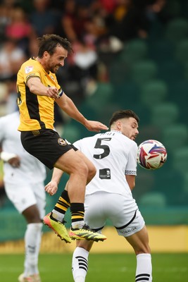 070924 - Newport County v Port Vale - Sky Bet League 2 - Aaron Wildig of Newport County heads home the equalising goal