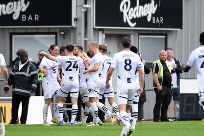 070924 - Newport County v Port Vale - Sky Bet League 2 - Lorent Tolaj of Port Vale celebrates scoring a goal with team mates