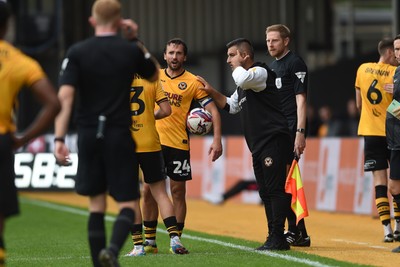 070924 - Newport County v Port Vale - Sky Bet League 2 - Newport Head Coach, Nelson Jardim gives advice to his players