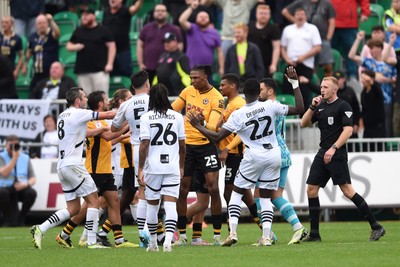 070924 - Newport County v Port Vale - Sky Bet League 2 - Players start to lose their heads 