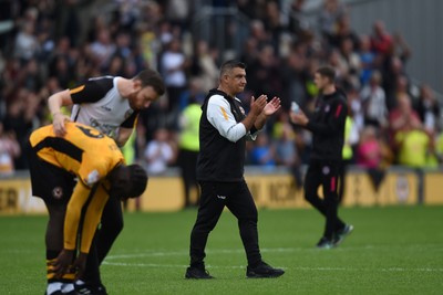 070924 - Newport County v Port Vale - Sky Bet League 2 - Newport Head Coach, Nelson Jardim looking dejected at full time