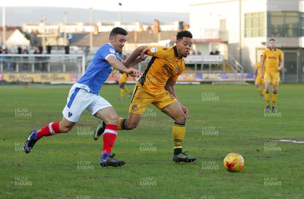 261216 - Newport County v Portsmouth - Sky Bet League 2 - Jazzi Barnum Bobb of Newport County beats Enda Stevens of Portsmouth  by Darren Griffiths/Huw Evans Agency