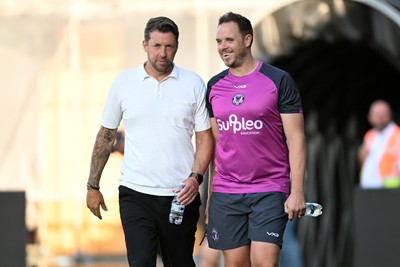 280726 - Newport County v Reading - Preseason Friendly - Newport County interim Head Coach, Chris Todd and Newport County Assistant Manager, Mark Smith