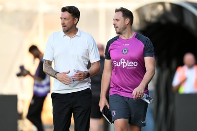 280726 - Newport County v Reading - Preseason Friendly - Newport County interim Head Coach, Chris Todd and Newport County Assistant Manager, Mark Smith