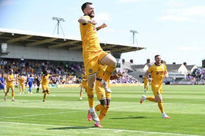 150826 - Newport County v Rochdale - Sky Bet League 2 - Kyle Cameron of Newport County celebrates scoring a goal